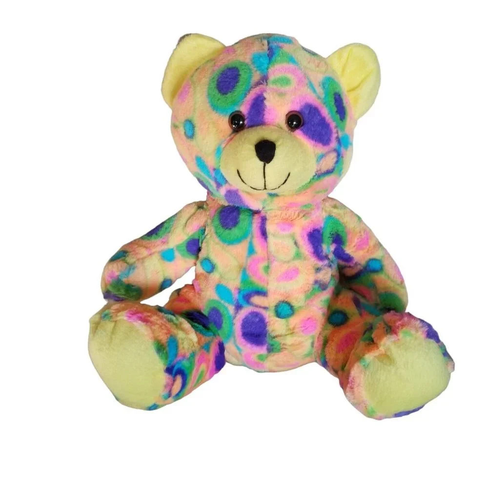 Kellytoy Plush Rainbow Teddy Bear Stuffed Animal Toy Groovy Hippy Colorful 2015
